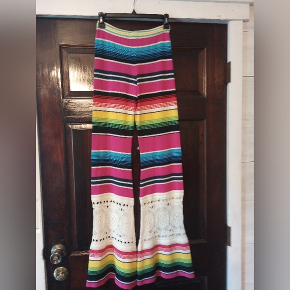 Jens Pirate Booty- Multi Color Fiesta  Bohemian Crochet Pants- Size Small - Picture 2 of 5